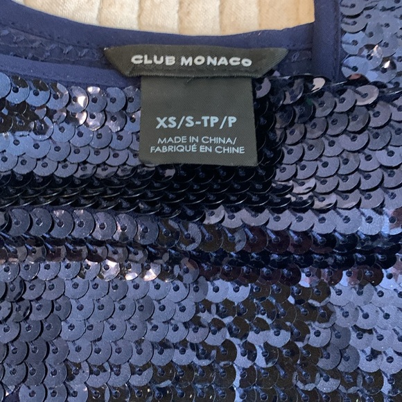 Club Monaco Midnight Blue Sleevless Cropped Sequined Top Size XS/ S - Picture 3 of 4